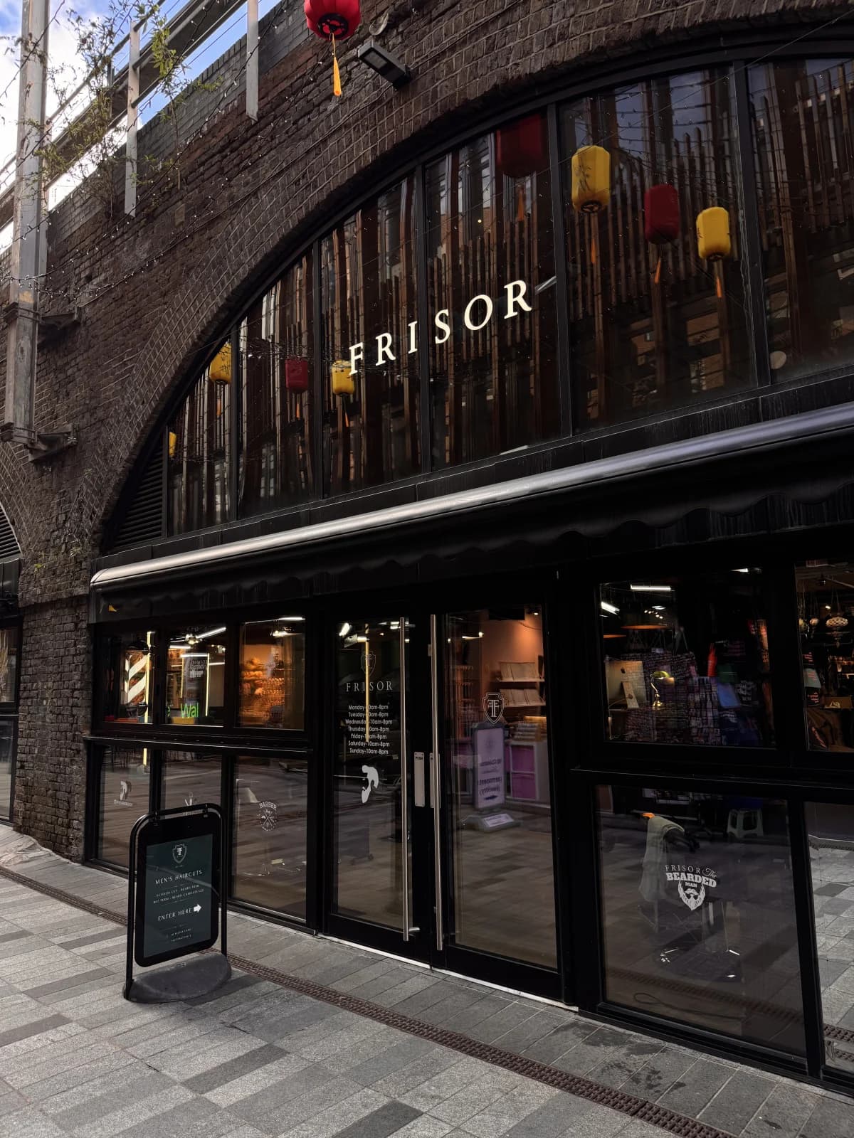 Frisor Barbershop storefront, Camden